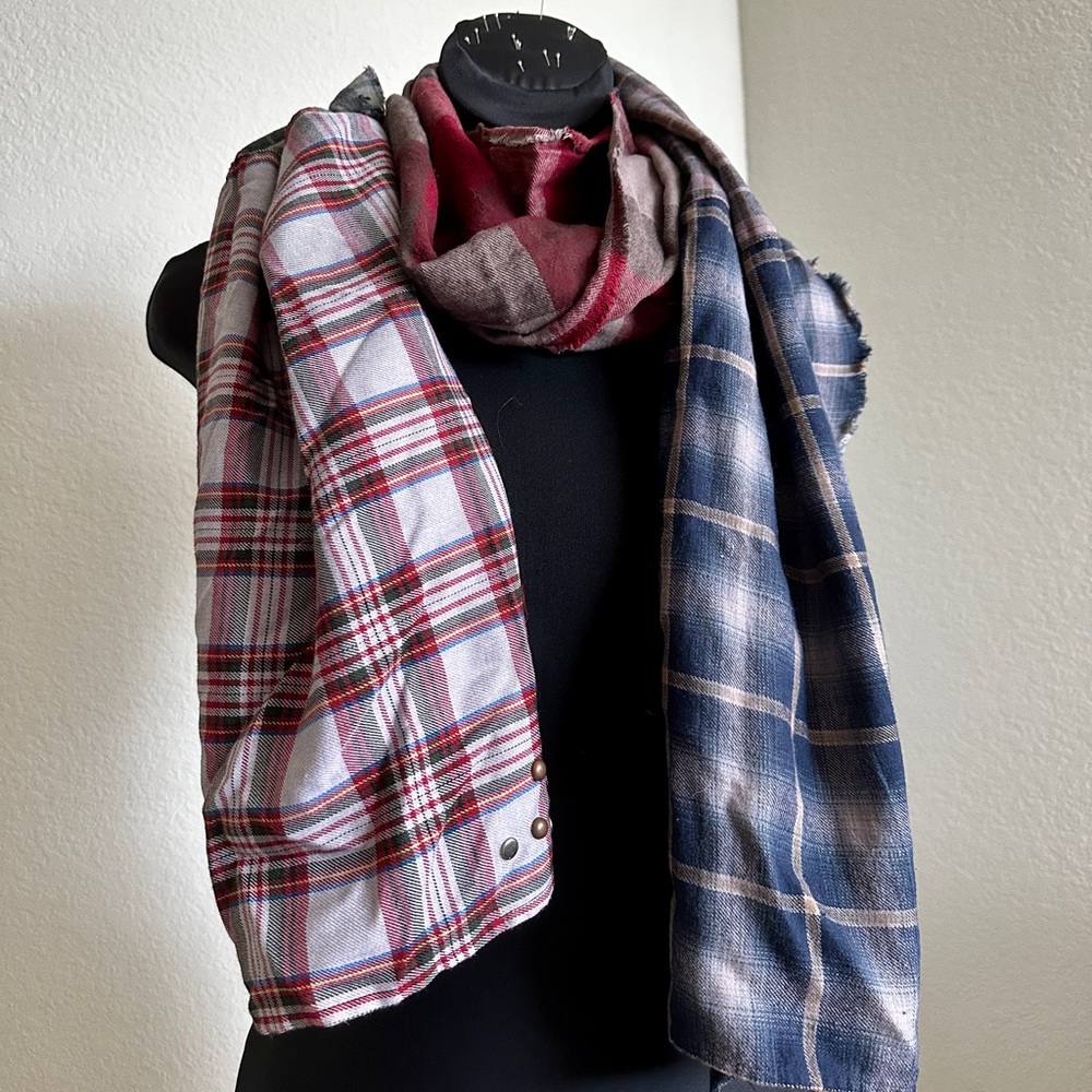 Y2K flannel embellished scarf